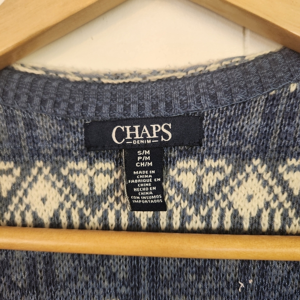 Chaps Blue Woven Open Front Poncho Cardigan Southwestern Cowgirl Womens Medium - Picture 6 of 9